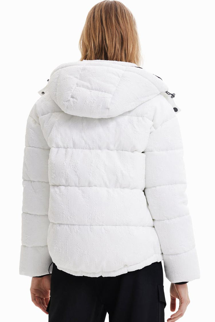 Textured Padded Jacket in White | FINAL SALE