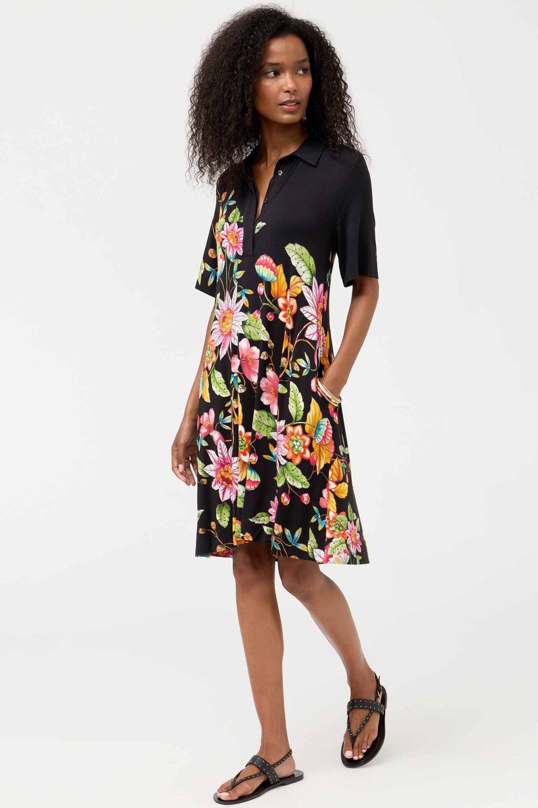 Janie Favourite Polo Swing Dress in Orlaya Black
