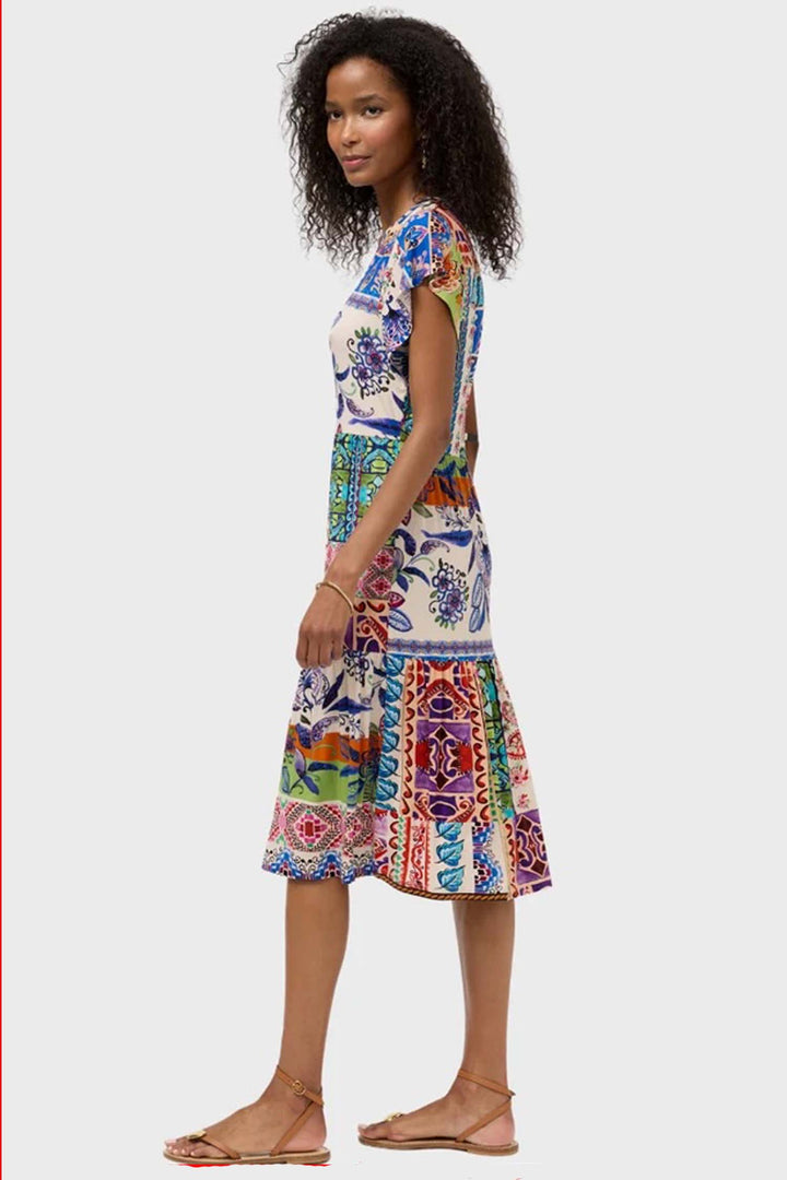 Janie Fav Tiered Tea Length Dress in Armeri