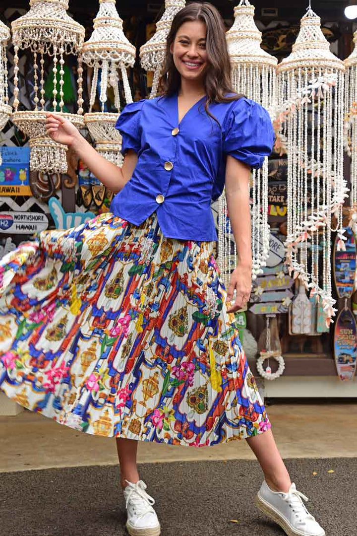 Turn Up The Pleat Maxi Skirt in White