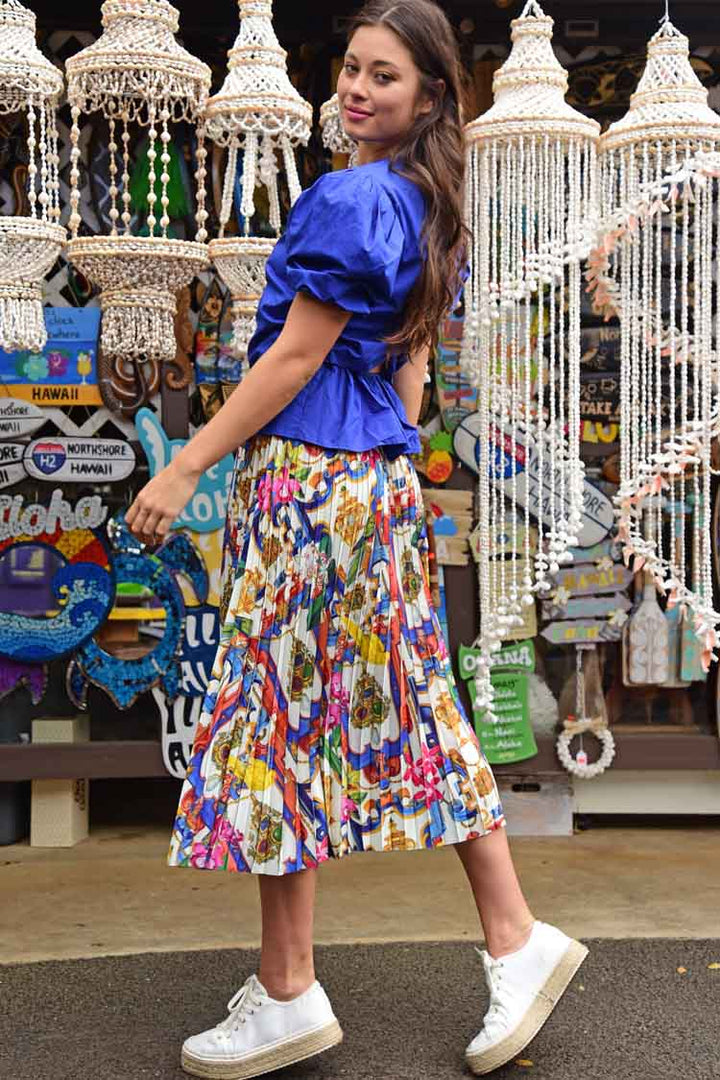 Turn Up The Pleat Maxi Skirt in White