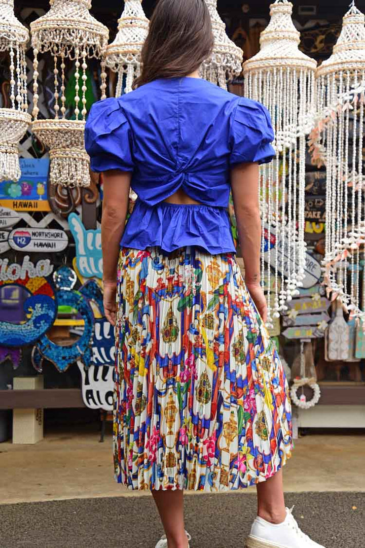 Turn Up The Pleat Maxi Skirt in White