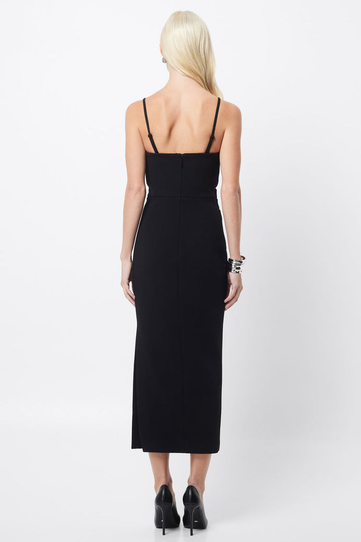 Revere Draped Midi Dress in Black