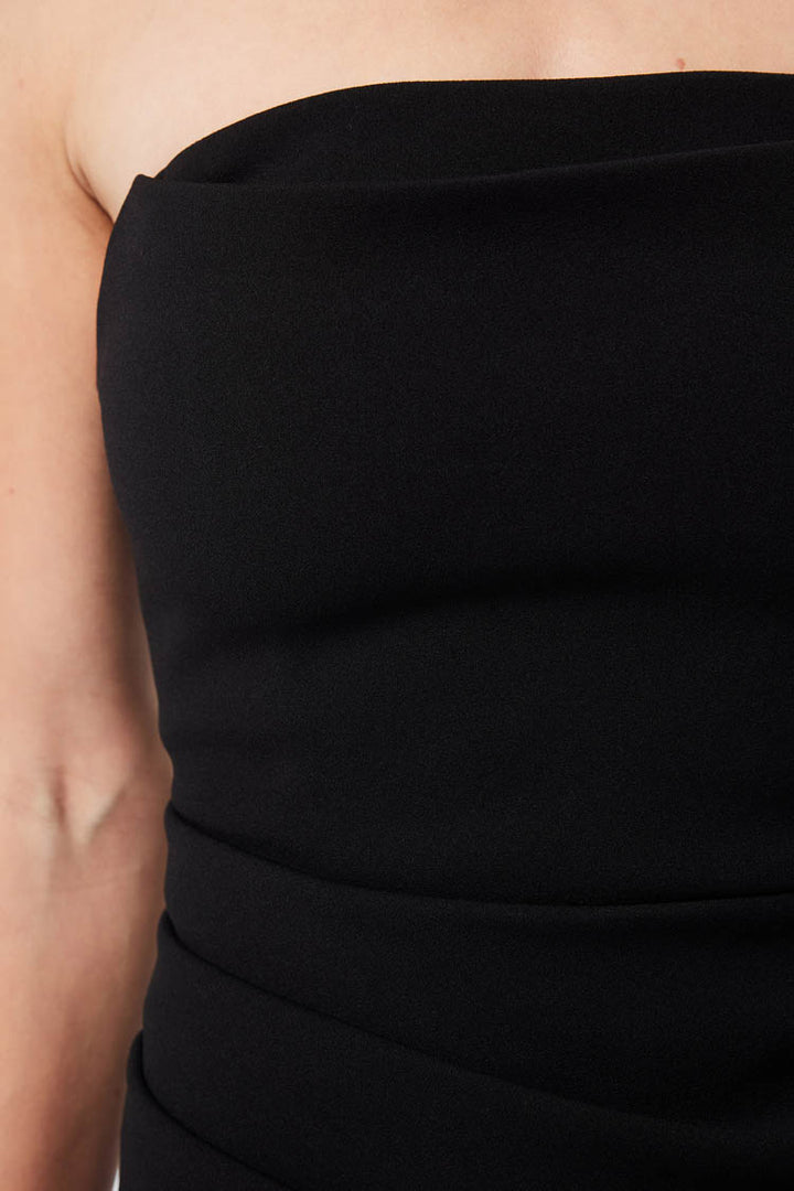 Revere Draped Midi Dress in Black