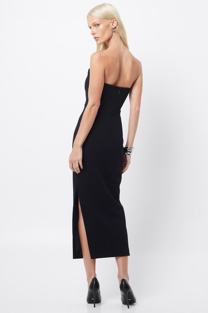 Revere Draped Midi Dress in Black