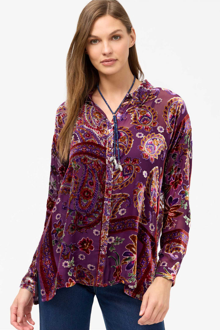 Slim Audrey Collared Shirt in Domitila Burnout
