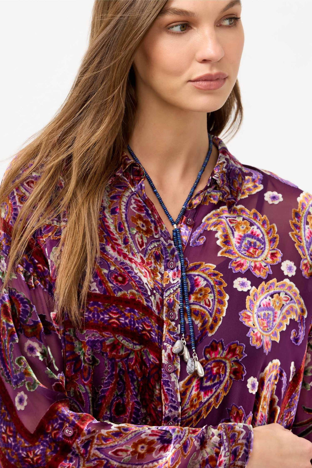 Slim Audrey Collared Shirt in Domitila Burnout
