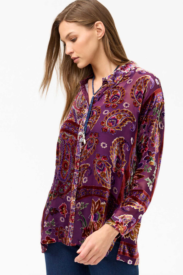 Slim Audrey Collared Shirt in Domitila Burnout