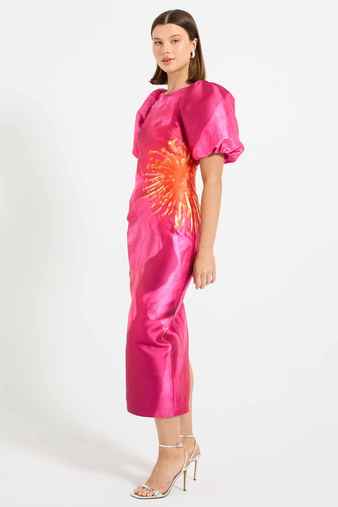 Thea Sleeve Midi Dress in Pink Camilla