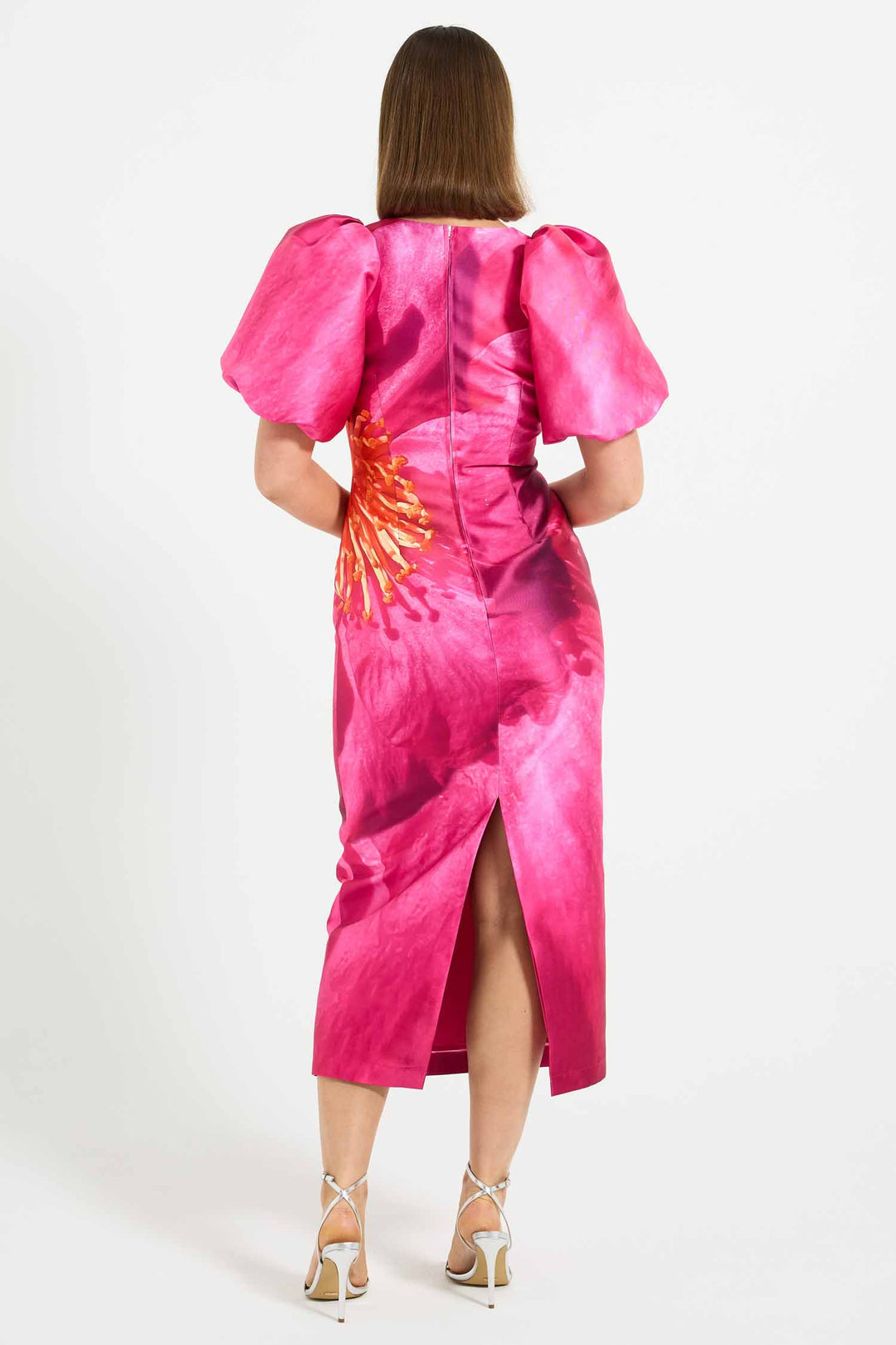 Thea Sleeve Midi Dress in Pink Camilla