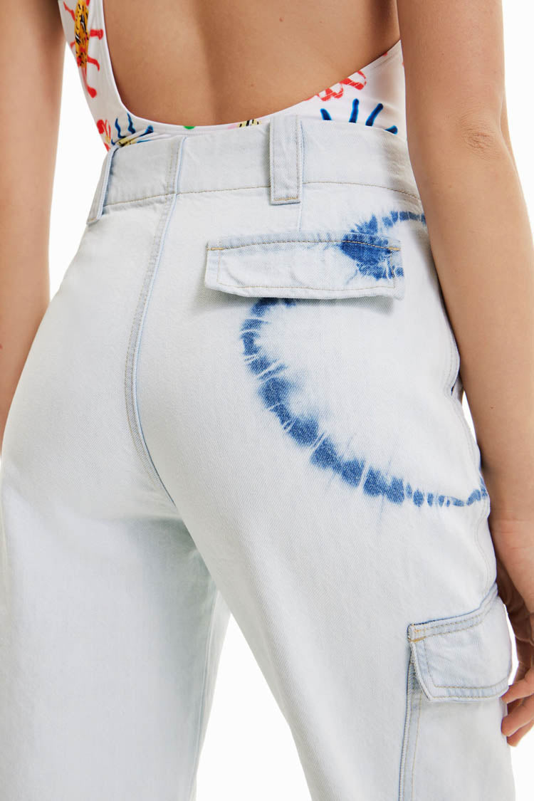 Tie-dye Cargo Washed Jeans