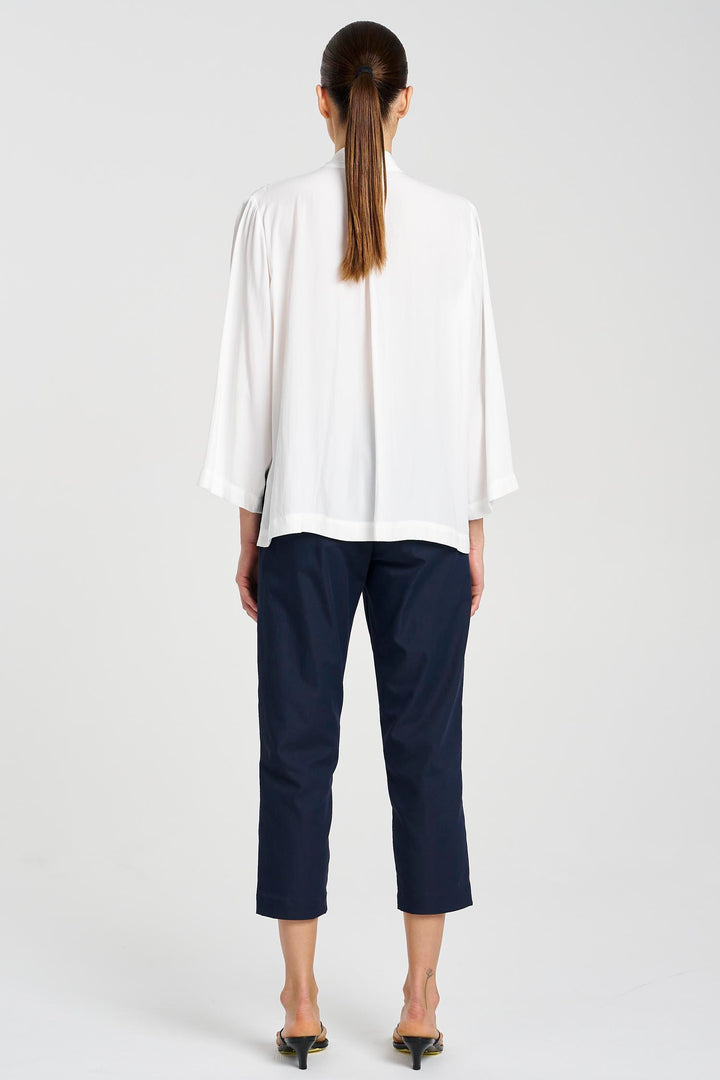 Tie Neck T in White
