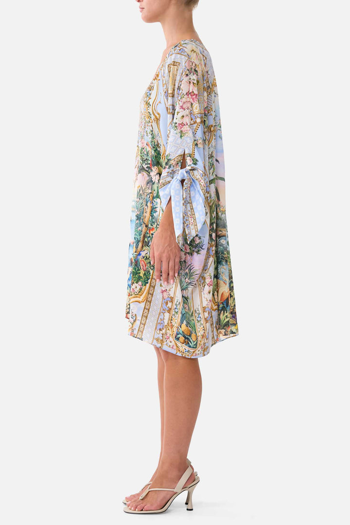 Tie Sleeve Short V Neck Kaftan in Sisi Society