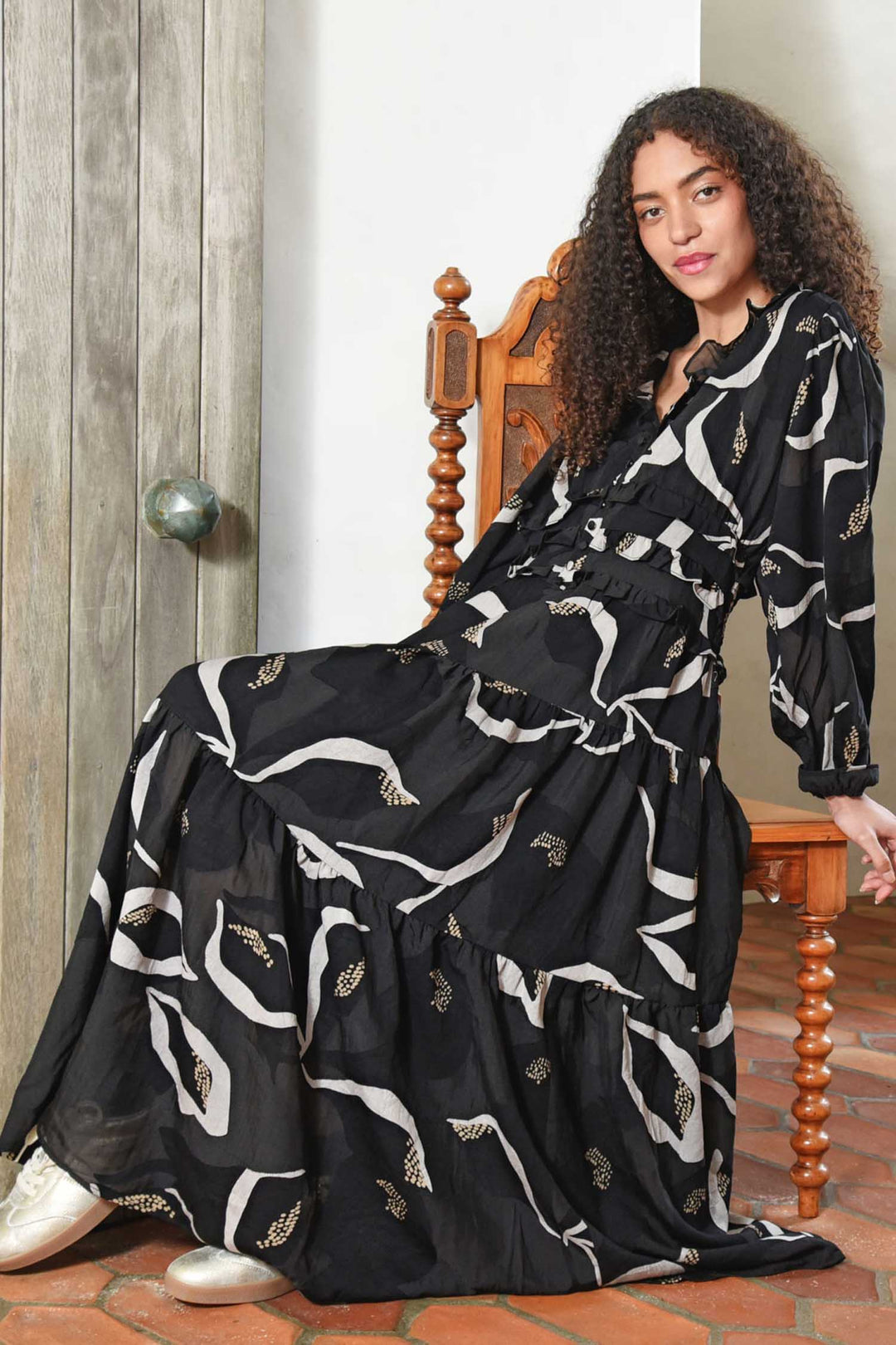 Tier Me Out Dress in Black