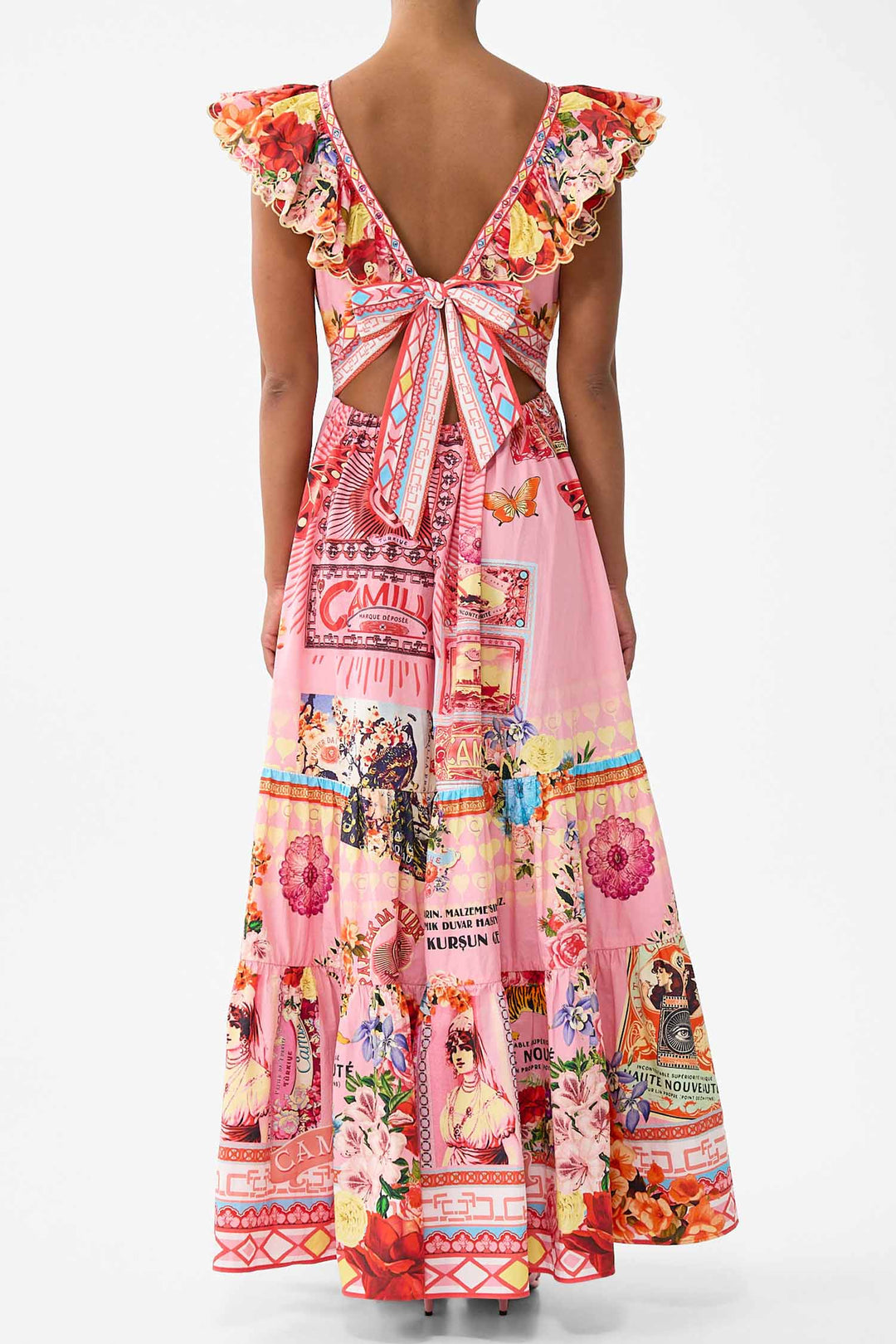 Tiered Dress with Neck Frill in Collage Kingdom