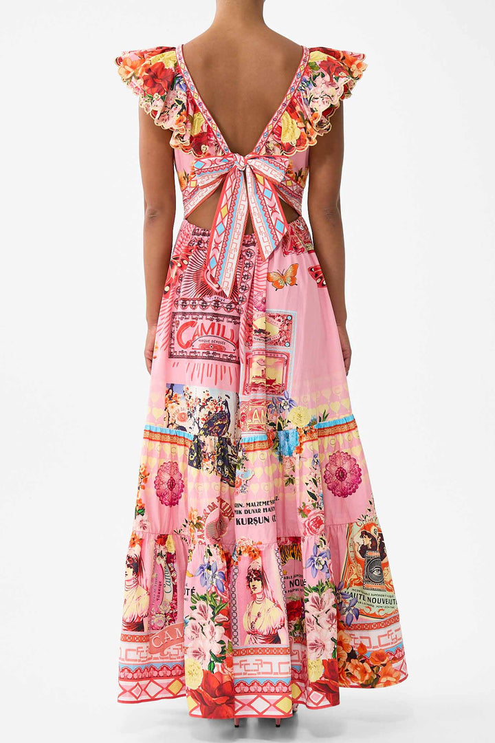 Tiered Dress with Neck Frill in Collage Kingdom