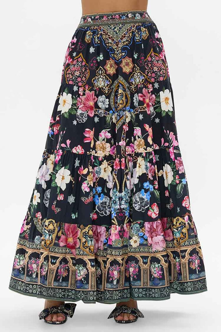 Tiered Maxi Skirt in Midnight in Monserrate