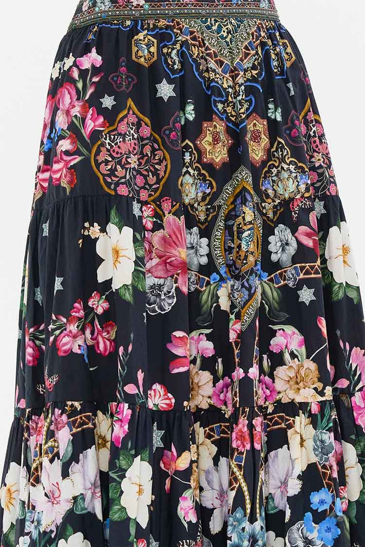 Tiered Maxi Skirt in Midnight in Monserrate