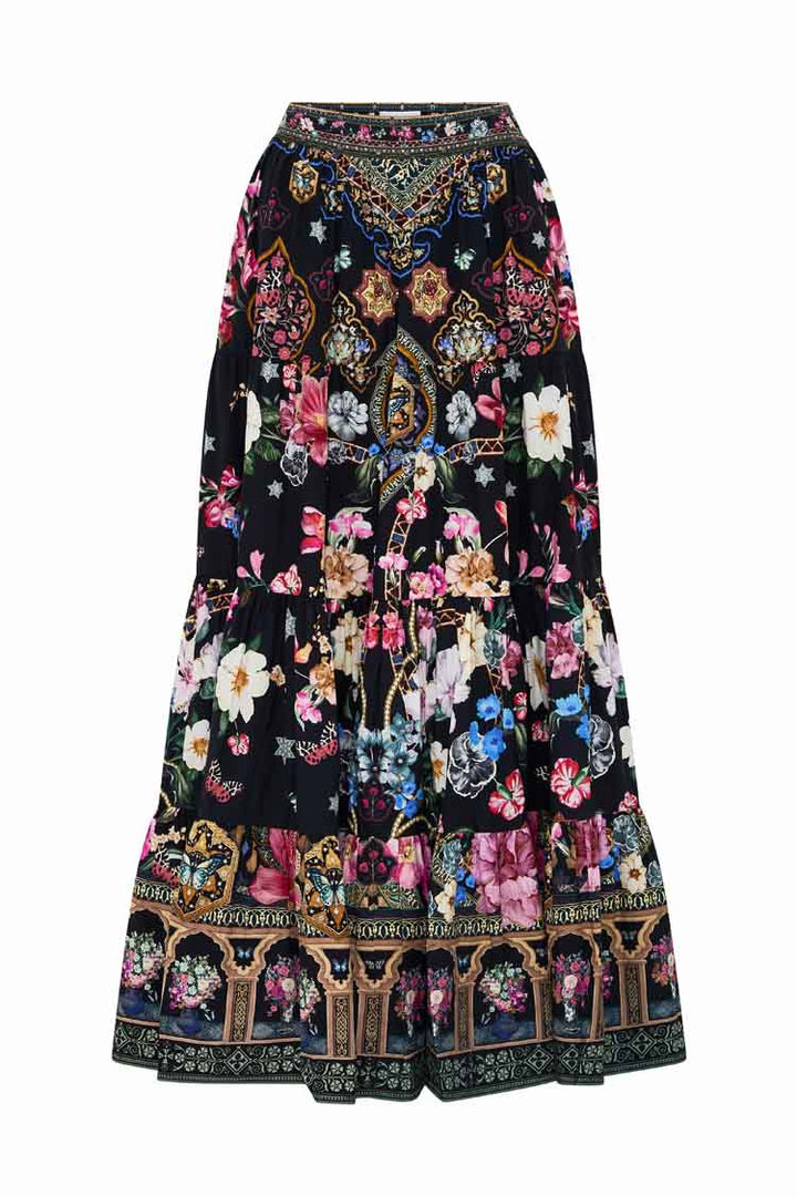 Tiered Maxi Skirt in Midnight in Monserrate