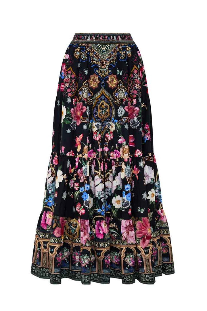 Tiered Maxi Skirt in Midnight in Monserrate