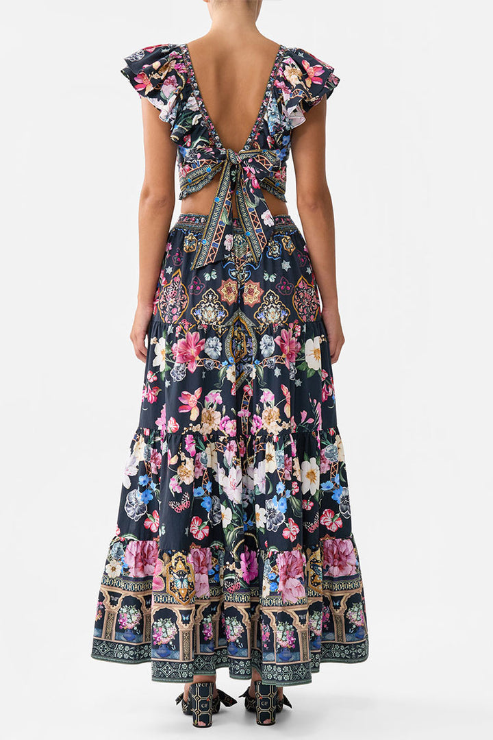 Tiered Maxi Skirt in Midnight in Monserrate