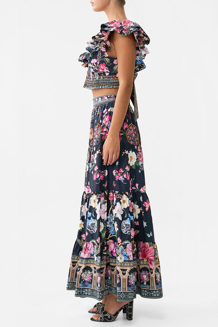 Tiered Maxi Skirt in Midnight in Monserrate