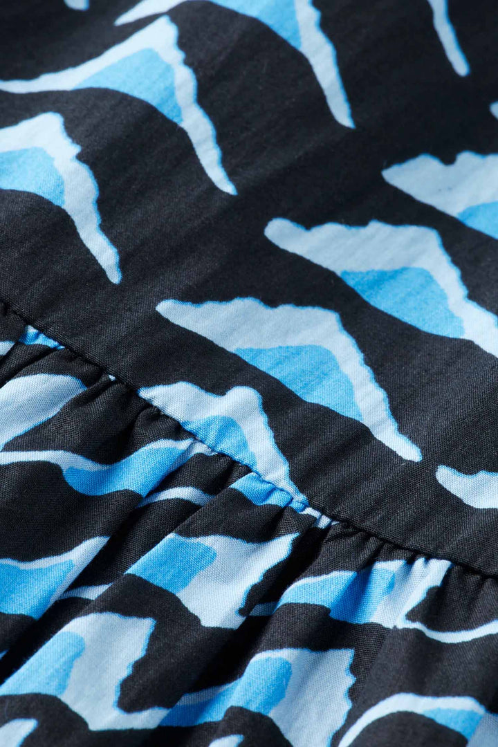 Tiered Poplin Midi Dress in House of Mirrors Blue