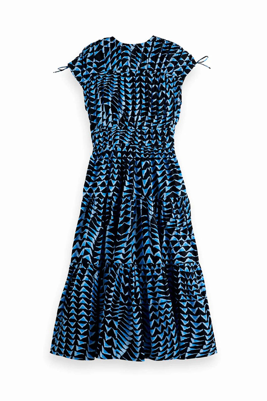Tiered Poplin Midi Dress in House of Mirrors Blue