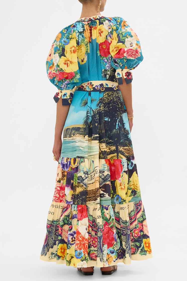Tiered Shirtdress with Short Sleeve in Bathing Bombshell