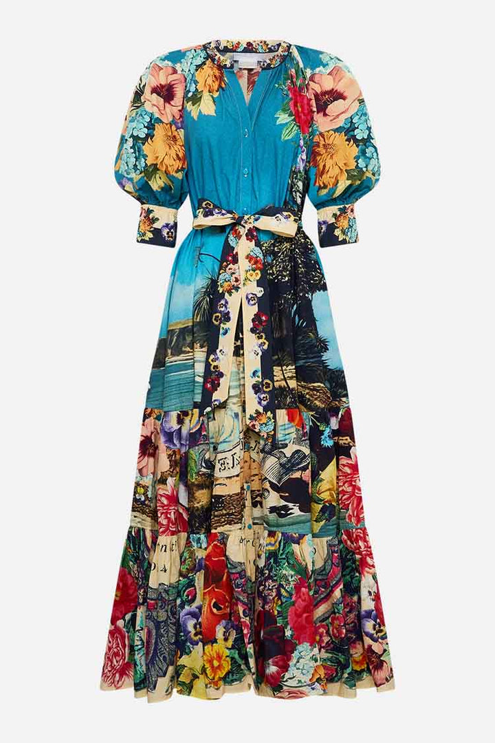 Tiered Shirtdress with Short Sleeve in Bathing Bombshell