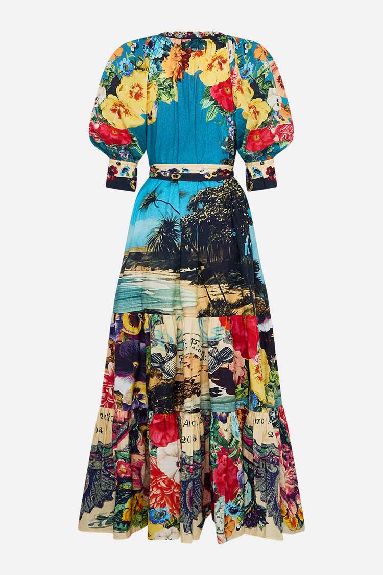 Tiered Shirtdress with Short Sleeve in Bathing Bombshell