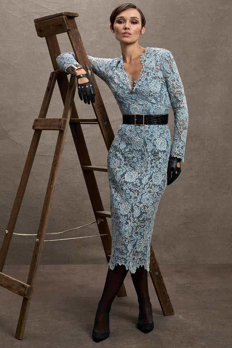Tiffany V-Neck Dress in Light Blue