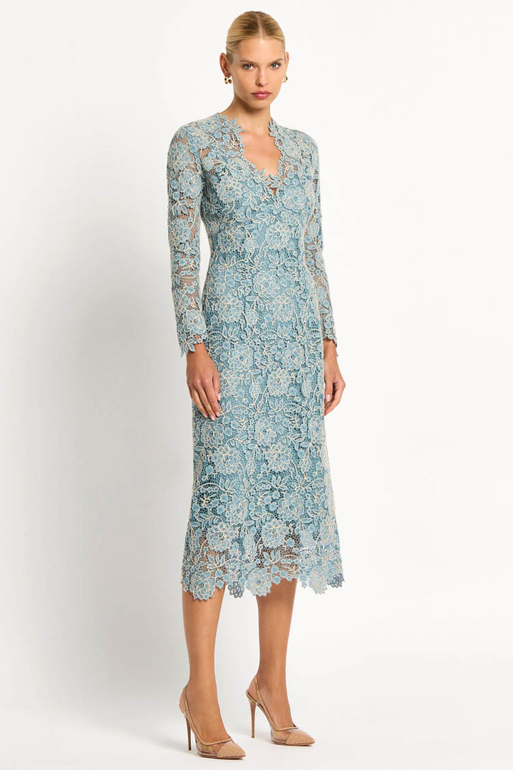 Tiffany V-Neck Dress in Light Blue