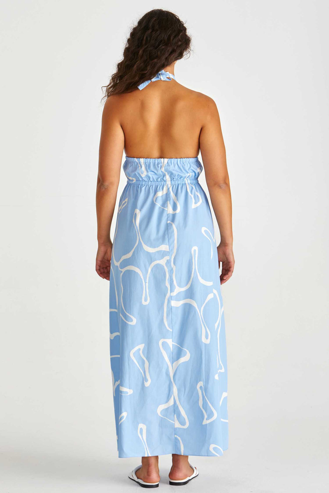 Tilda Backless Plunge Dress in Abstract Daisy