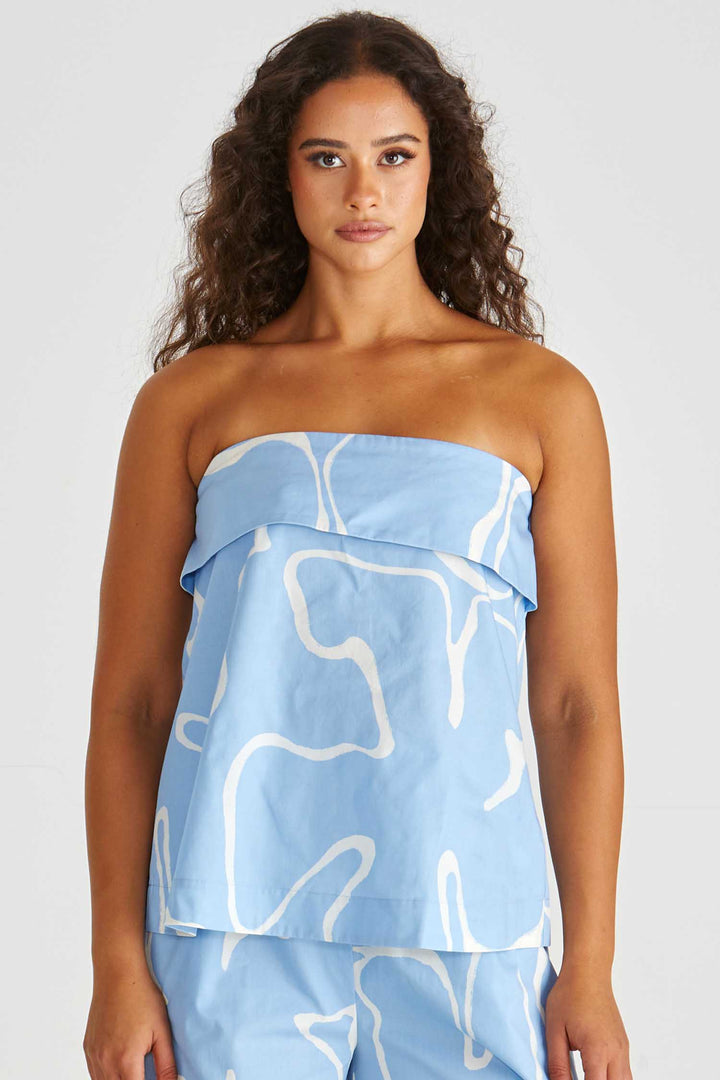 Tilda Strapless Top in Abstract Daisy