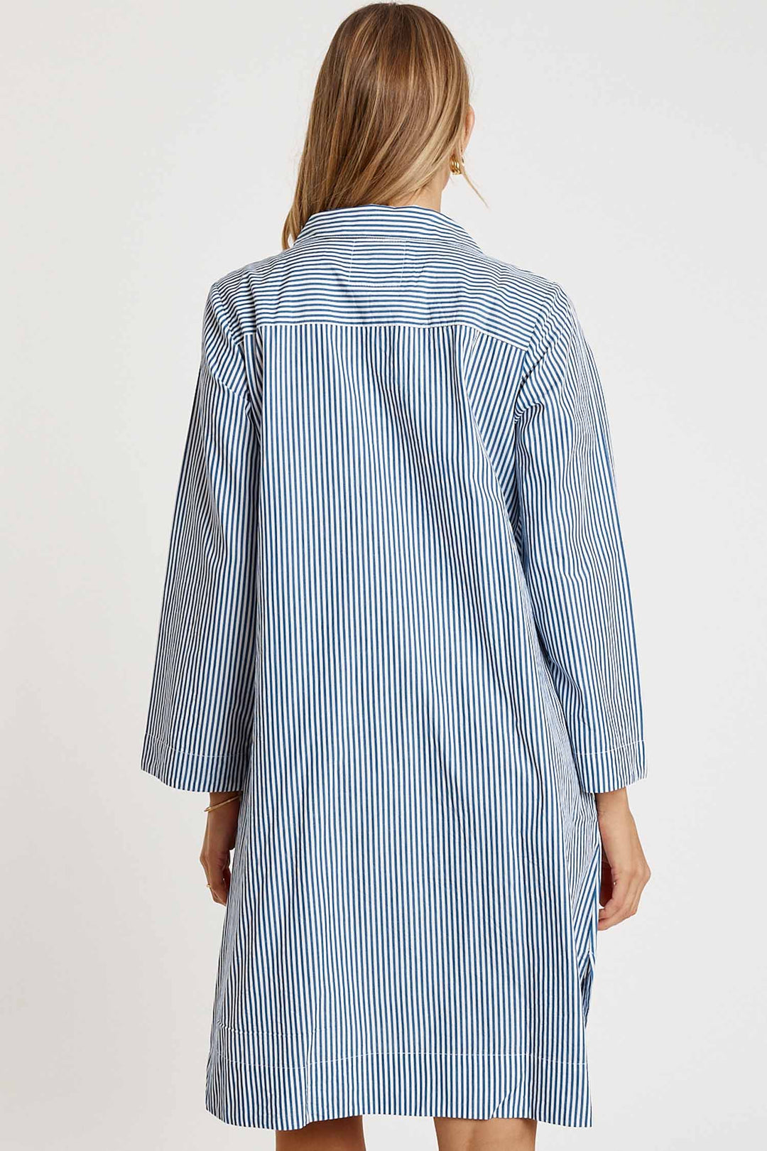 Tillie Shirt Dress in Navy Stripe