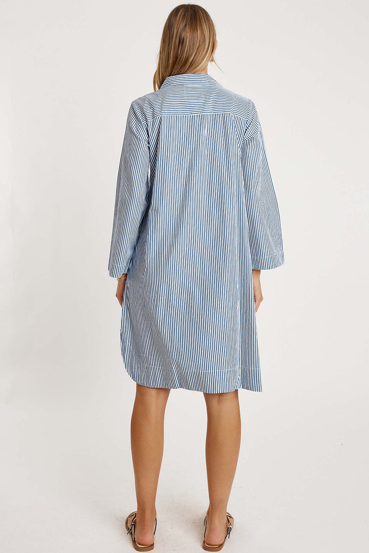 Tillie Shirt Dress in Navy Stripe