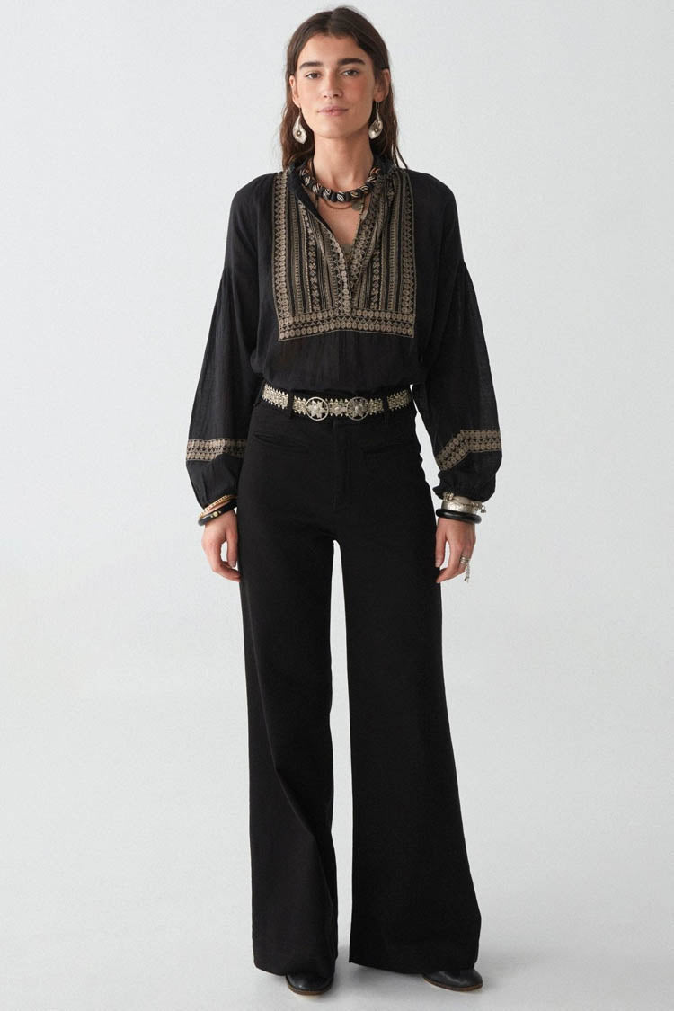 Tina Madurai Blouse in Charcoal
