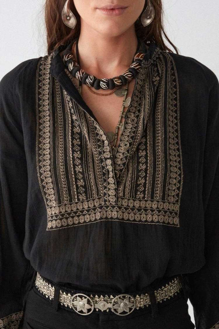 Tina Madurai Blouse in Charcoal