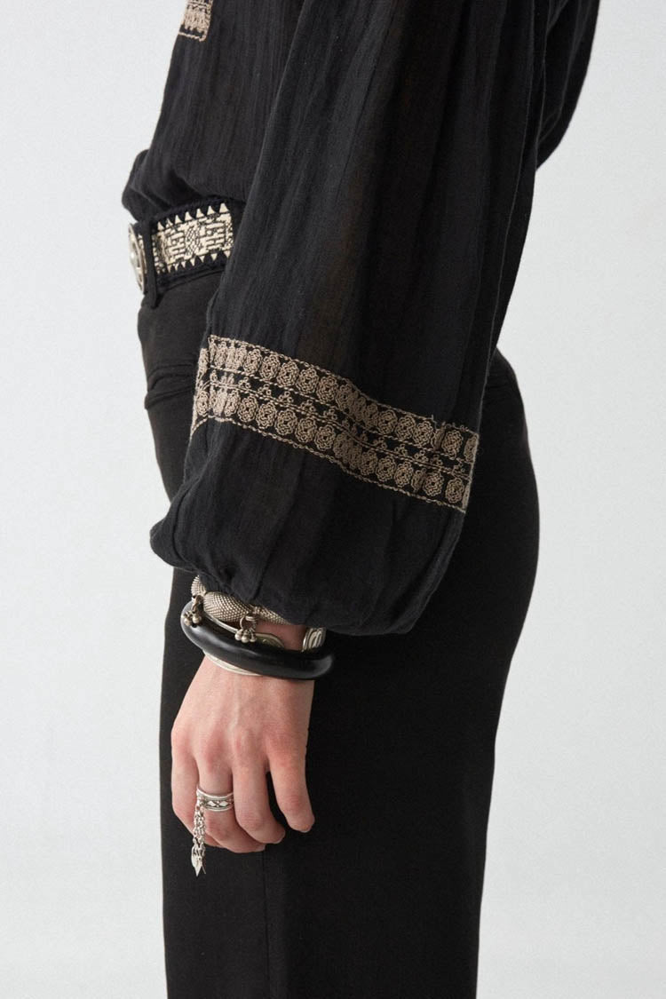 Tina Madurai Blouse in Charcoal