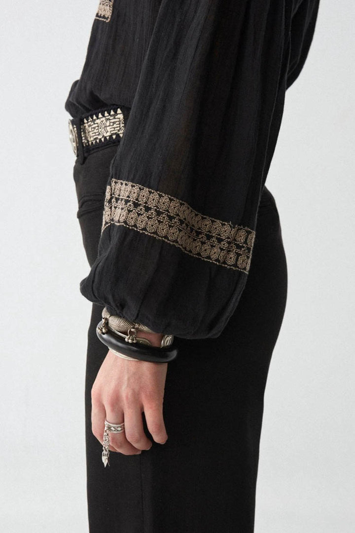 Tina Madurai Blouse in Charcoal