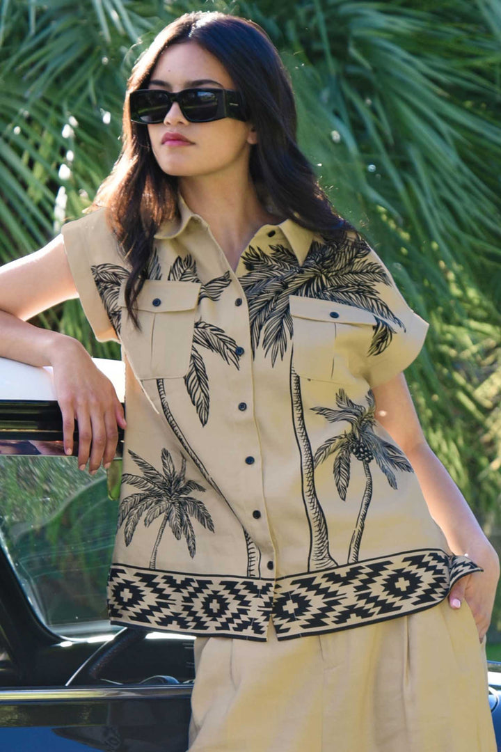 Tropic Utility Shirt in Tan