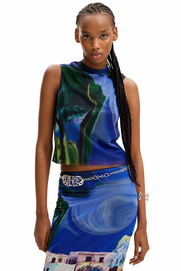 Tulle Landscape Sleeveless Top | FINAL SALE