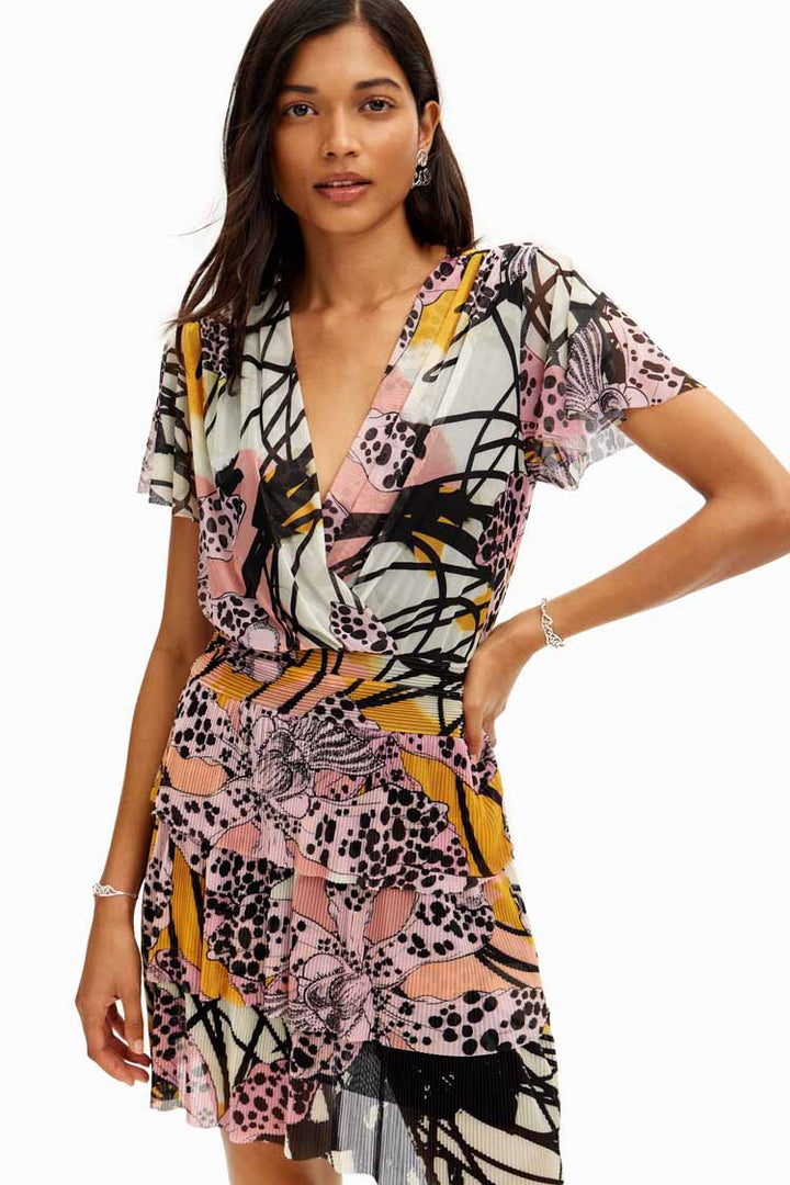 Tulle Orchid Printed SS Wrap Dress | FINAL SALE