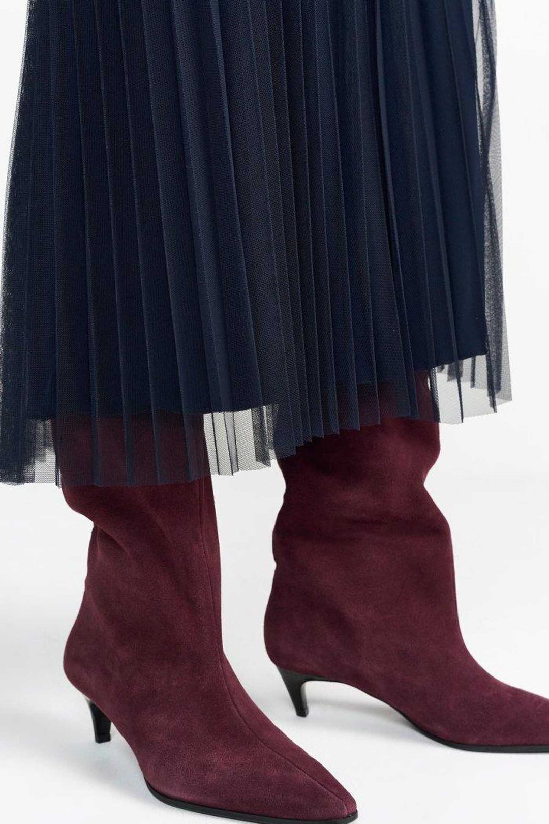 Tulle Plisse Skirt in Midnight Blue