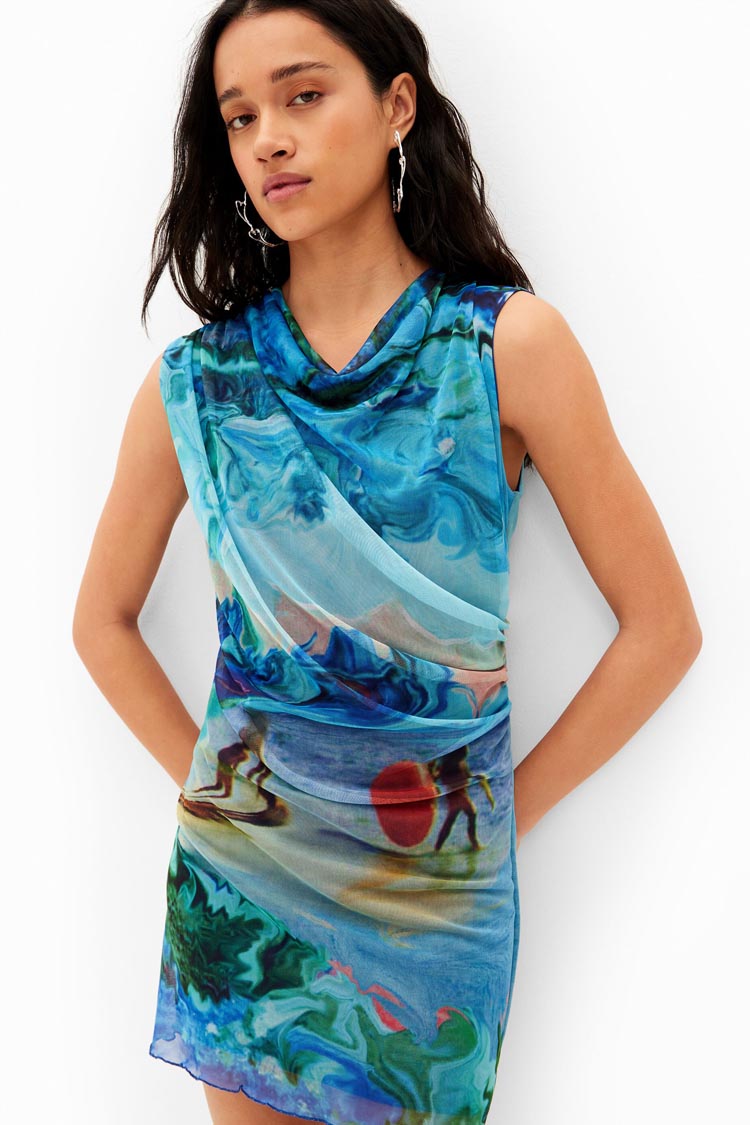 Tulle Printed Sleeveless Mini Dress | FINAL SALE