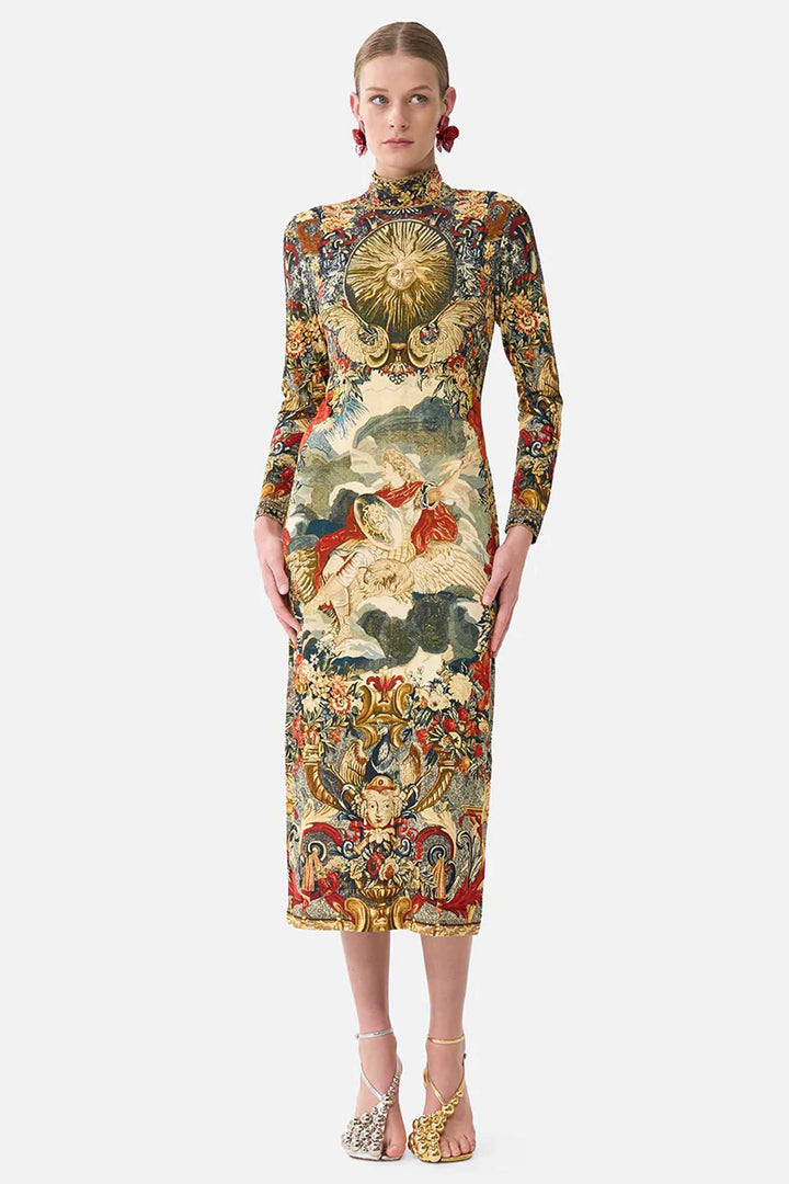 Turtle Neck Jersey Dress in Meet Me At The Met