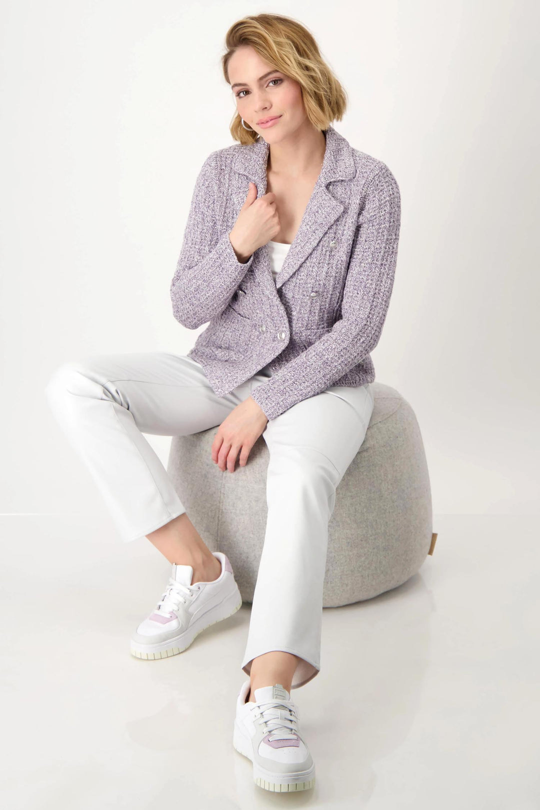 Tweed Knitted Blazer in Orchid