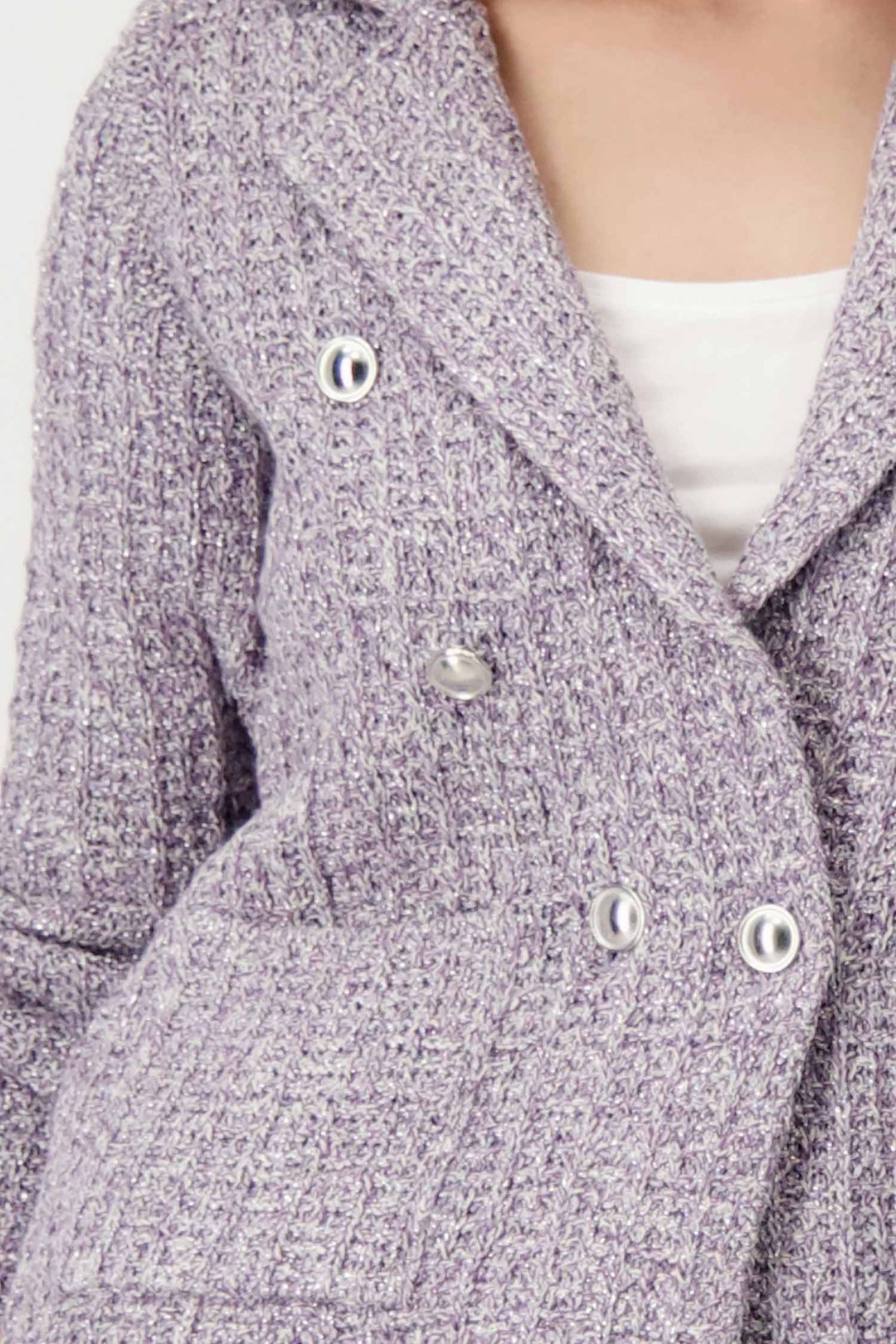 Tweed Knitted Blazer in Orchid
