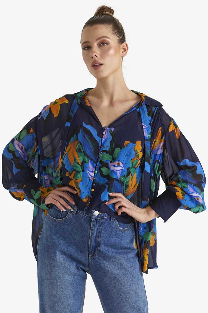 Twilight Blouse in Navy Floral